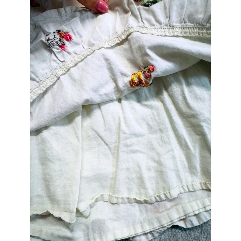 Gymboree 4T Safari Animals Embroidered Halter Dress Girls White Cotton Summer